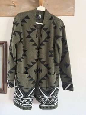 Frye Olive Green Knit Cardigan with Black Label